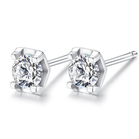 S925 Sterling Silver Stud Earrings Zircon Women's ZB1170551 - Picture 1 of 5